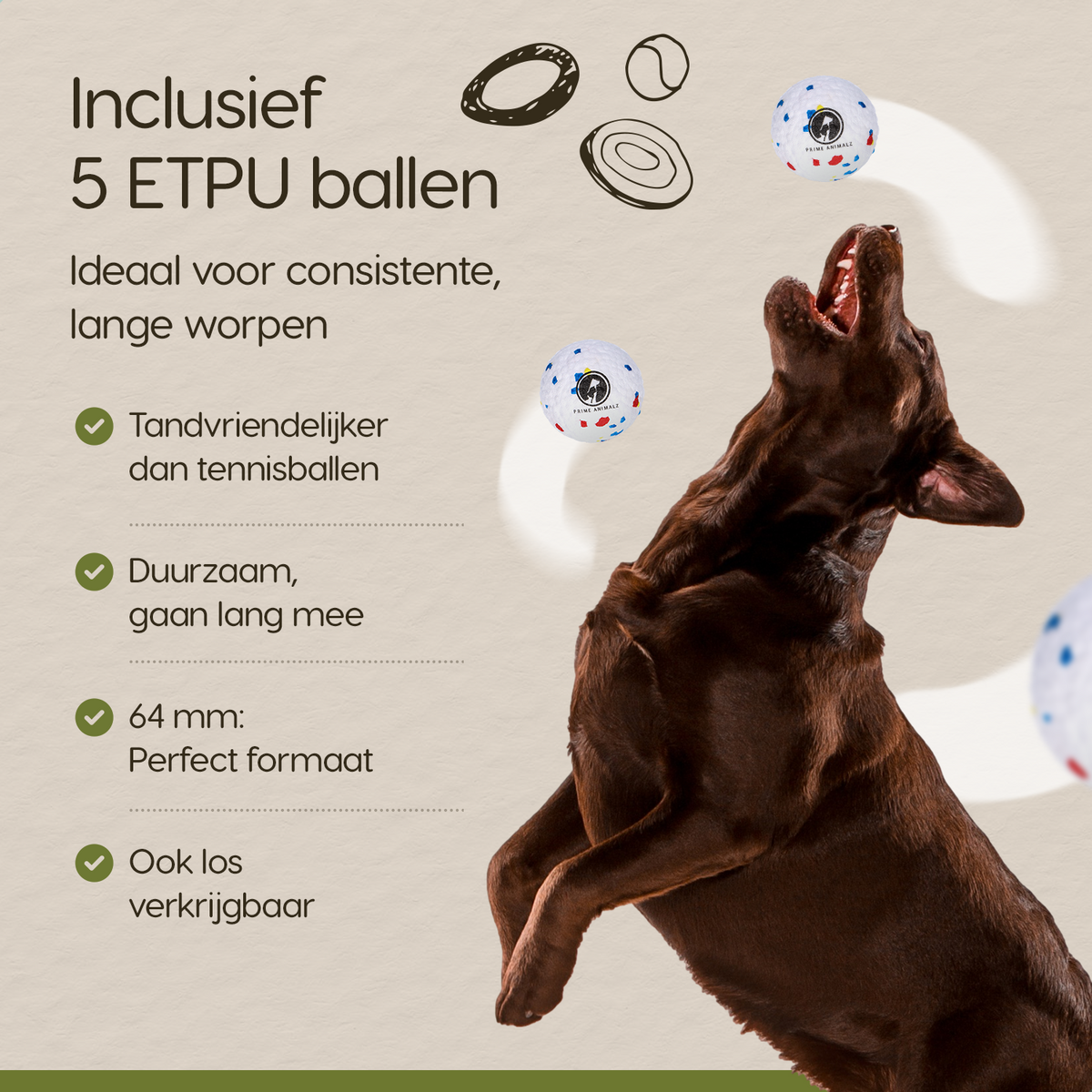 Tennisballen voor de Prime AnimalZ automatische ballenwerper L10MAX grijs