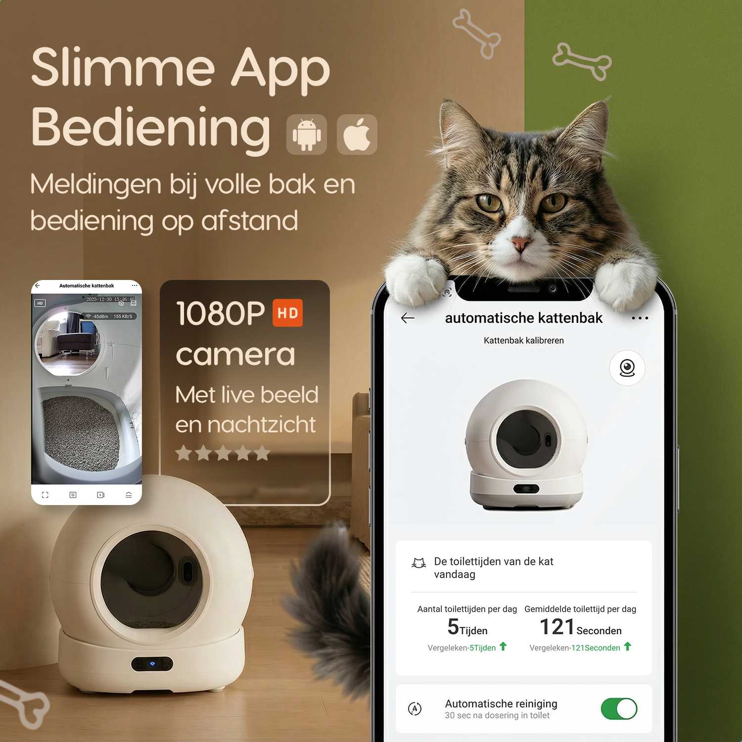 Prime AnimalZ automatische kattenbak XXL met slimme app bediening