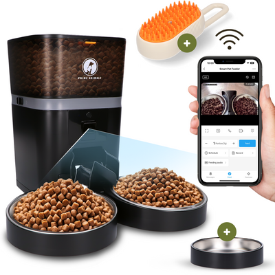 Prime AnimalZ automatische voerbak standaard upgraded 4 liter model EDA zwart met slimme voerinstellingen via de app