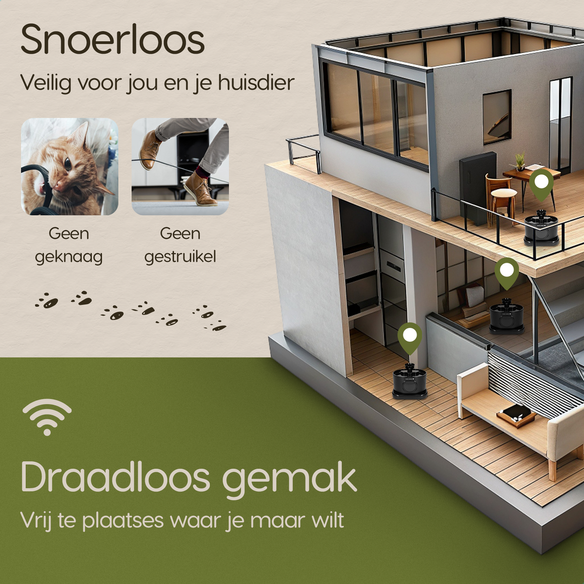 Prime AnimalZ drinkfontein D600A zwart zonder kabels, flexibel te plaatsen in huis