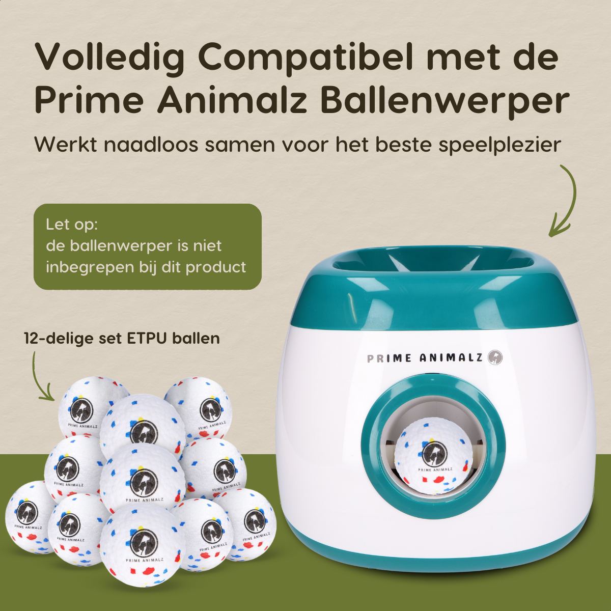 Verpakkingsinhoud van de Prime AnimalZ ETPU hondenballen set van 12