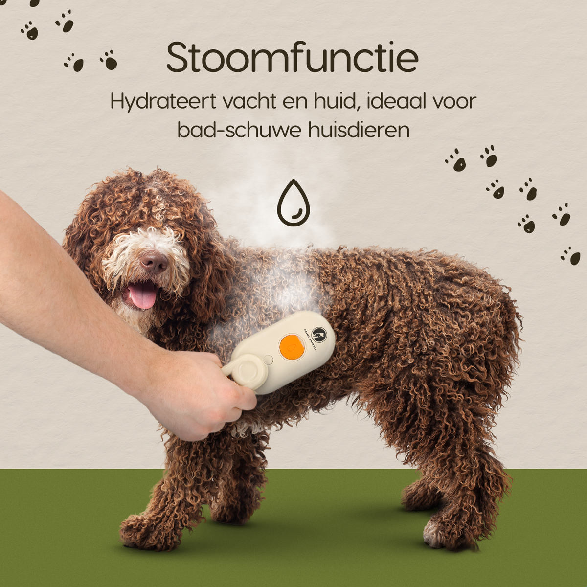 Prime AnimalZ stoomborstel S800A crème hydrateert en verzorgt de vacht