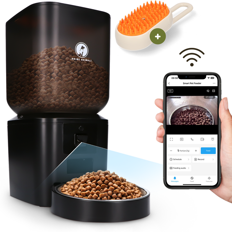 Prime AnimalZ automatische voerbak 7 liter zwart premium met app bediening