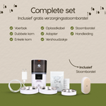 Verpakkingsinhoud van de Prime AnimalZ automatische voerbak standaard upgraded 6 liter model ECC wit