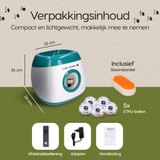 Verpakkingsinhoud van de Prime AnimalZ automatische ballenwerper L10MAX groen