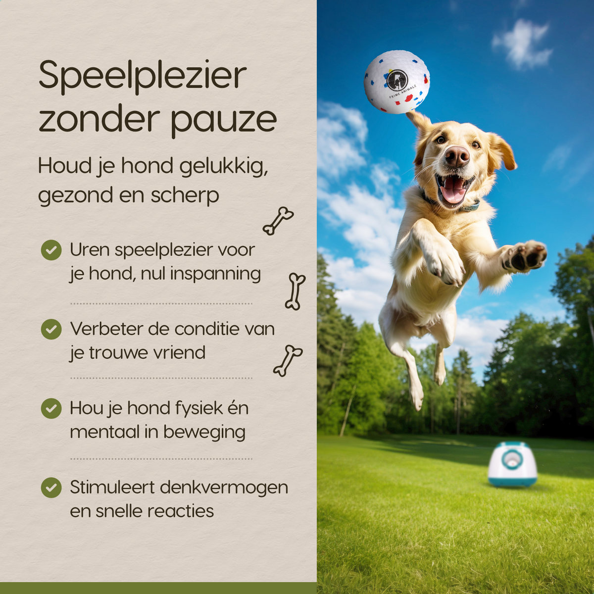 Voordelen van de Prime AnimalZ automatische ballenwerper L10MAX groen