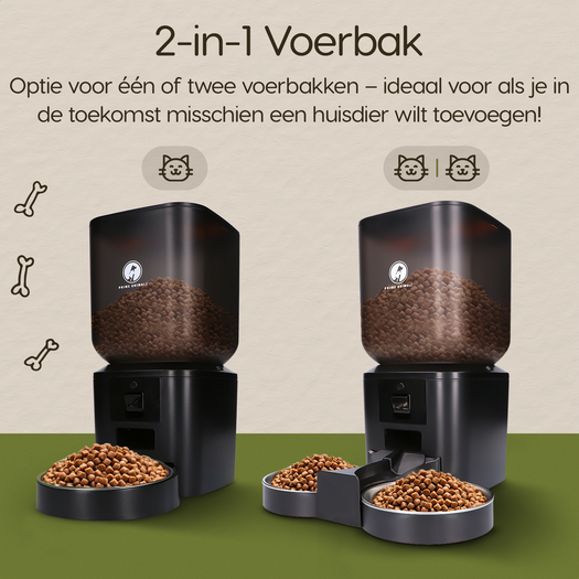 Prime AnimalZ automatische voerbak 2 in 1 enkel en dubbel zwart 7 liter 