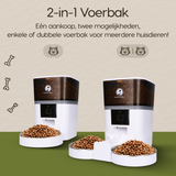 Prime AnimalZ automatische voerbak 4 liter dubbel F400DCA wit met keuze voor enkele of dubbele voerbak