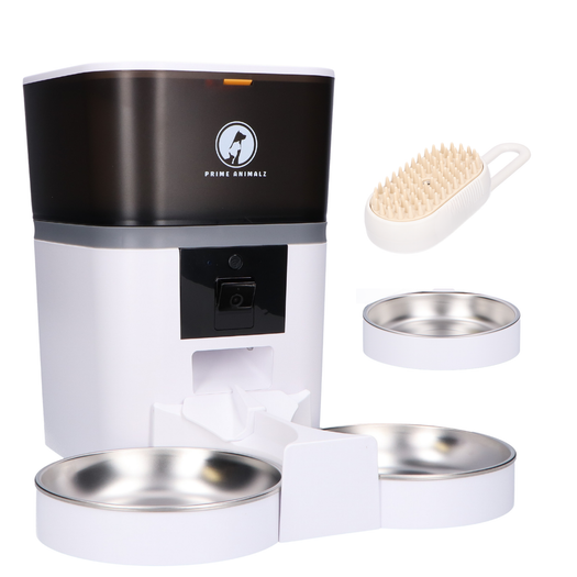 Prime AnimalZ automatische voerbak 4 liter dubbel F400DCA wit productfoto zonder iconen op witte achtergrond