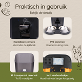 Onderdelen en functies van de Prime AnimalZ automatische voerbak 4 liter dubbel F400DCA zwart