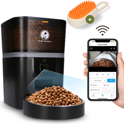 Prime AnimalZ automatische voerbak 4 liter enkel F400ECA zwart met app bediening