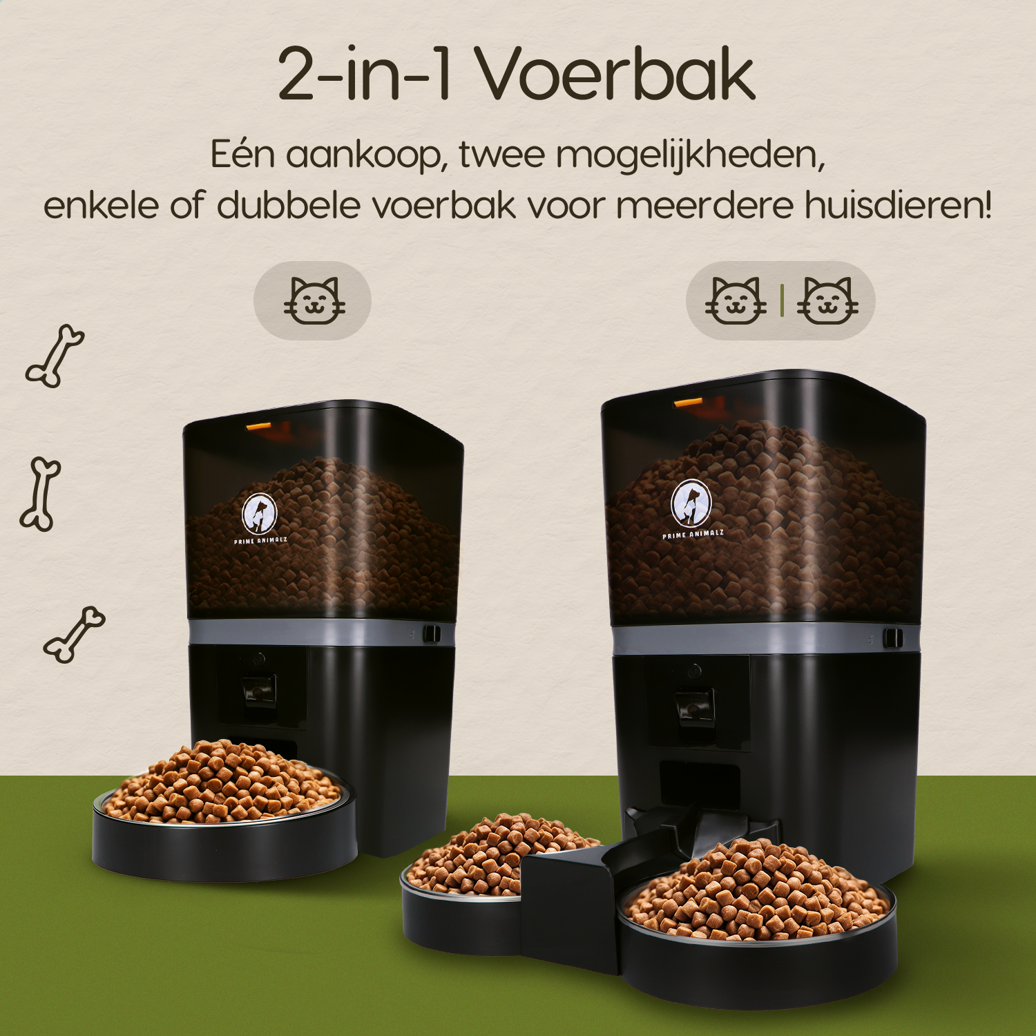 Prime AnimalZ automatische voerbak 6 liter F600ECA zwart met 2 in 1 voerbak systeem