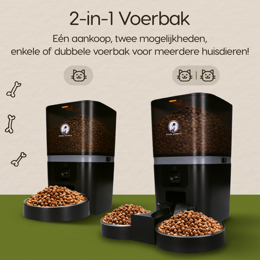 Prime AnimalZ automatische voerbak 6 liter F600ECA zwart met 2 in 1 voerbak systeem