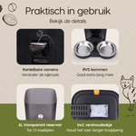 Onderdelen en functies van de Prime AnimalZ automatische voerbak 6 liter enkel F600ECA zwart