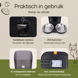 Onderdelen en functies van de Prime AnimalZ automatische voerbak 6 liter enkel F600ECA zwart