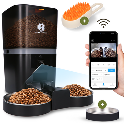 Prime AnimalZ automatische voerbak 6 liter enkel F600ECA zwart productfoto zonder iconen op witte achtergrond