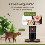 Prime AnimalZ automatische voerbak 6 liter enkel F600ECA zwart met tweeweg audio communicatie via de app