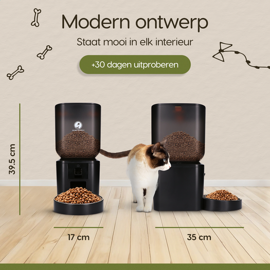 Afmetingen Prime AnimalZ automatische voerbak 7 liter zwart enkel premium 