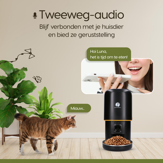 Prime AnimalZ automatische voerbak compact F400ECB zwart met tweeweg audio communicatie