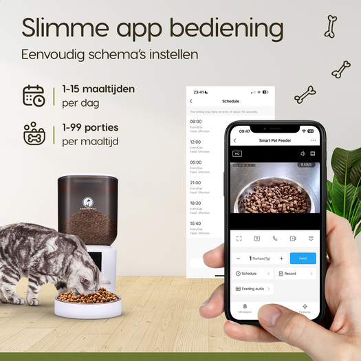 Prime AnimalZ automatische voerbak F700ECA wit met app bediening voor voeding op afstand