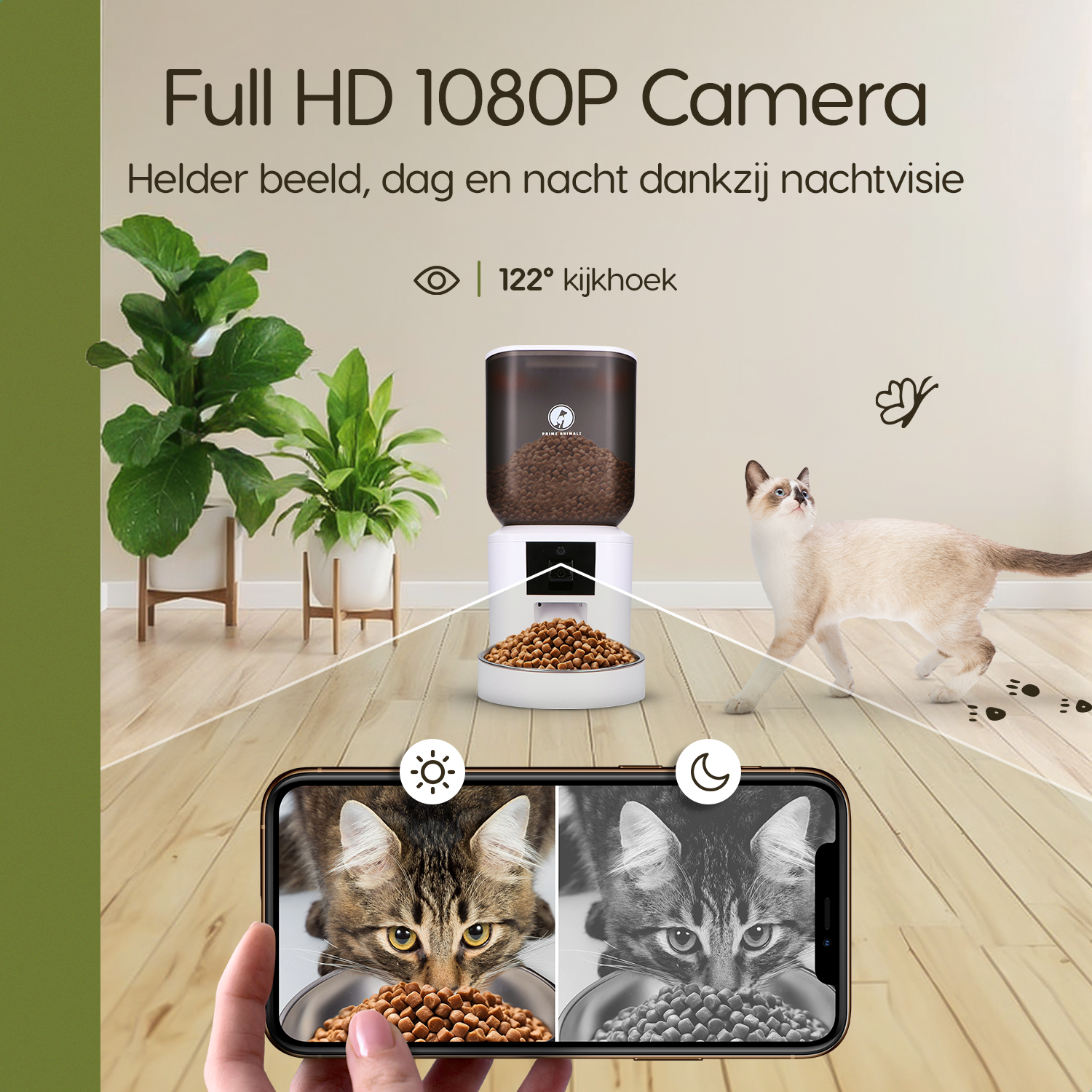 Prime AnimalZ automatische voerbak F700ECA wit met ingebouwde camera en nachtvisie