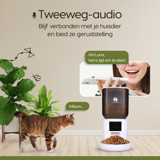 Prime AnimalZ automatische voerbak F700ECA wit met tweeweg audio communicatie via de app