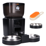 Prime AnimalZ automatische voerbak premium 4 liter dubbel F400DCC zwart productfoto zonder iconen op witte achtergrond