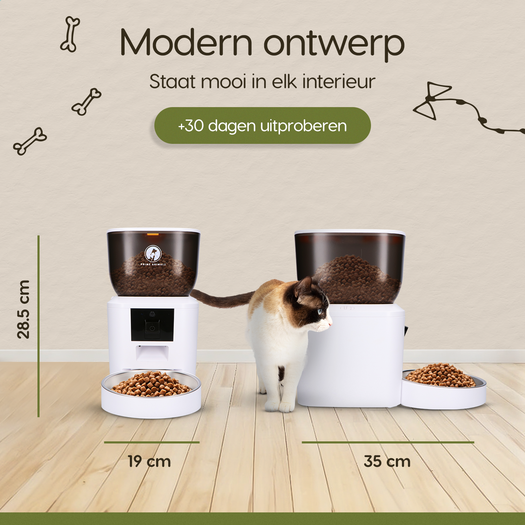 Afmetingen van de Prime AnimalZ automatische voerbak premium 4 liter enkel F400ECC wit