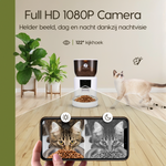 Prime AnimalZ automatische voerbak premium 4 liter enkel F400ECC wit met ingebouwde camera en zicht op afstand