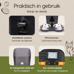 Onderdelen van de Prime AnimalZ automatische voerbak premium 4 liter F400DCC zwart met duidelijke uitleg