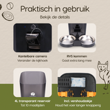 Onderdelen van de Prime AnimalZ automatische voerbak premium 4 liter F400DCC zwart met duidelijke uitleg