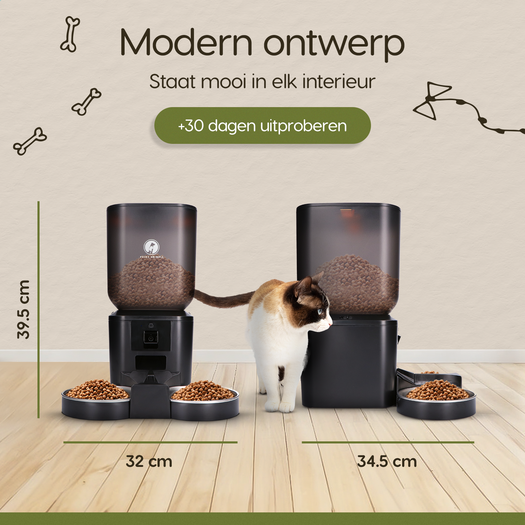Afmetingen van de Prime AnimalZ automatische voerbak premium 7 liter dubbel F700ECA zwart