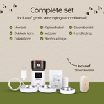 Verpakkingsinhoud van de Prime AnimalZ automatische voerbak premium upgraded 4 liter model ECC wit