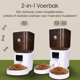 Prime AnimalZ automatische voerbak premium upgraded 7 liter model ECC wit met keuze tussen enkele en dubbele voerbak