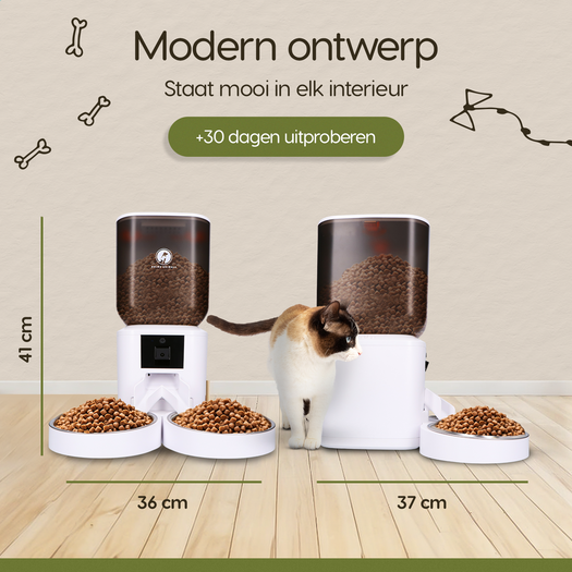 Afmetingen van de Prime AnimalZ automatische voerbak premium upgraded 7 liter model ECC wit