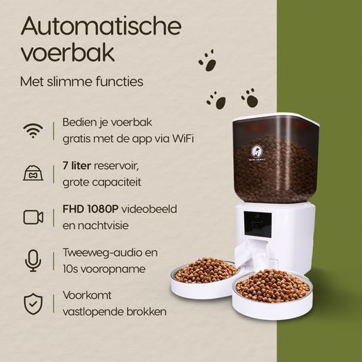 Belangrijkste functies van de Prime AnimalZ automatische voerbak premium upgraded 7 liter model ECC wit