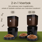 Prime AnimalZ automatische voerbak premium upgraded 7 liter model ECC zwart met keuze tussen enkele en dubbele voerbak