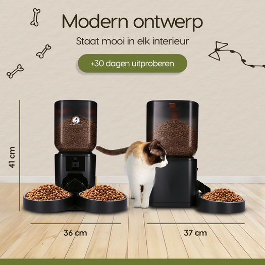 Afmetingen van de Prime AnimalZ automatische voerbak premium upgraded 7 liter model ECC zwart