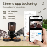 Prime AnimalZ automatische voerbak premium upgraded 7 liter model ECC zwart met app bediening voor automatisch voeren op afstand