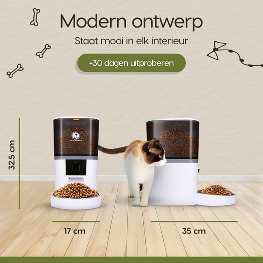 Afmetingen van de Prime AnimalZ automatische voerbak standaard 6 liter enkel model ECA wit