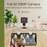 Prime AnimalZ automatische voerbak standaard 6 liter enkel model ECA wit met ingebouwde camera en zicht op afstand