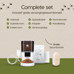 Complete set van de Prime AnimalZ automatische voerbak standaard 6 liter enkel model ECA wit