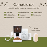 Complete set van de Prime AnimalZ automatische voerbak standaard 6 liter enkel model ECA wit