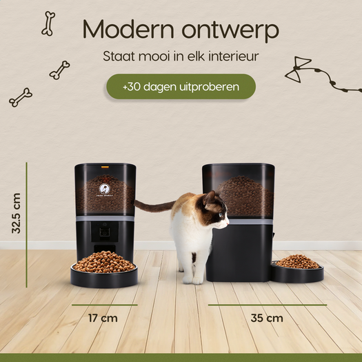 Afmetingen van de Prime AnimalZ automatische voerbak standaard 6 liter enkel F600ECA zwart