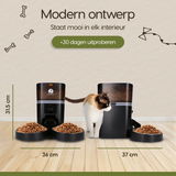 Afmetingen van de Prime AnimalZ automatische voerbak standaard upgraded 4 liter model EDA zwart