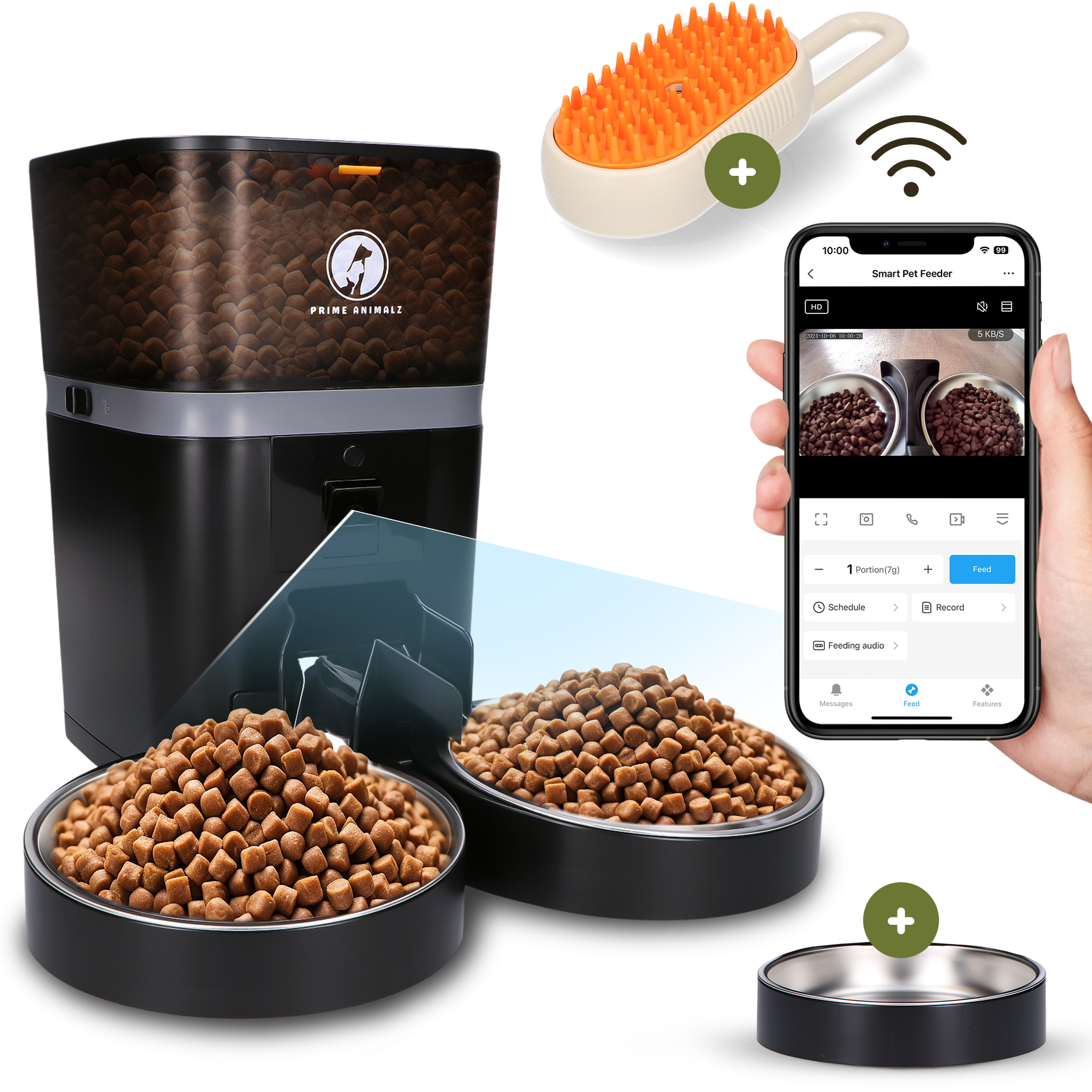 Prime AnimalZ automatische voerbak standaard upgraded 4 liter model EDA zwart met slimme voerinstellingen via de app