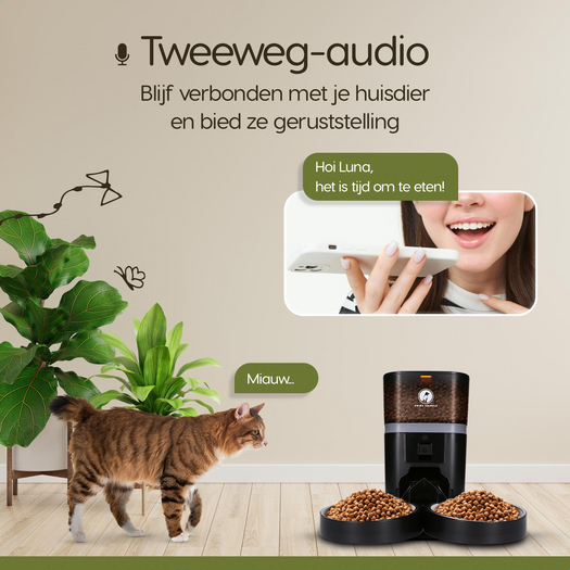 Prime AnimalZ automatische voerbak standaard upgraded 4 liter model EDA zwart met tweeweg audio communicatie via de app