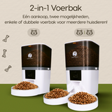 Prime AnimalZ automatische voerbak standaard upgraded 6 liter model ECC wit met keuze tussen enkele en dubbele voerbak