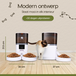 Afmetingen van de Prime AnimalZ automatische voerbak standaard upgraded 6 liter model ECC wit