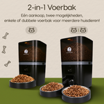 Prime AnimalZ automatische voerbak standaard upgraded 6 liter model ECC zwart met keuze tussen enkele en dubbele voerbak